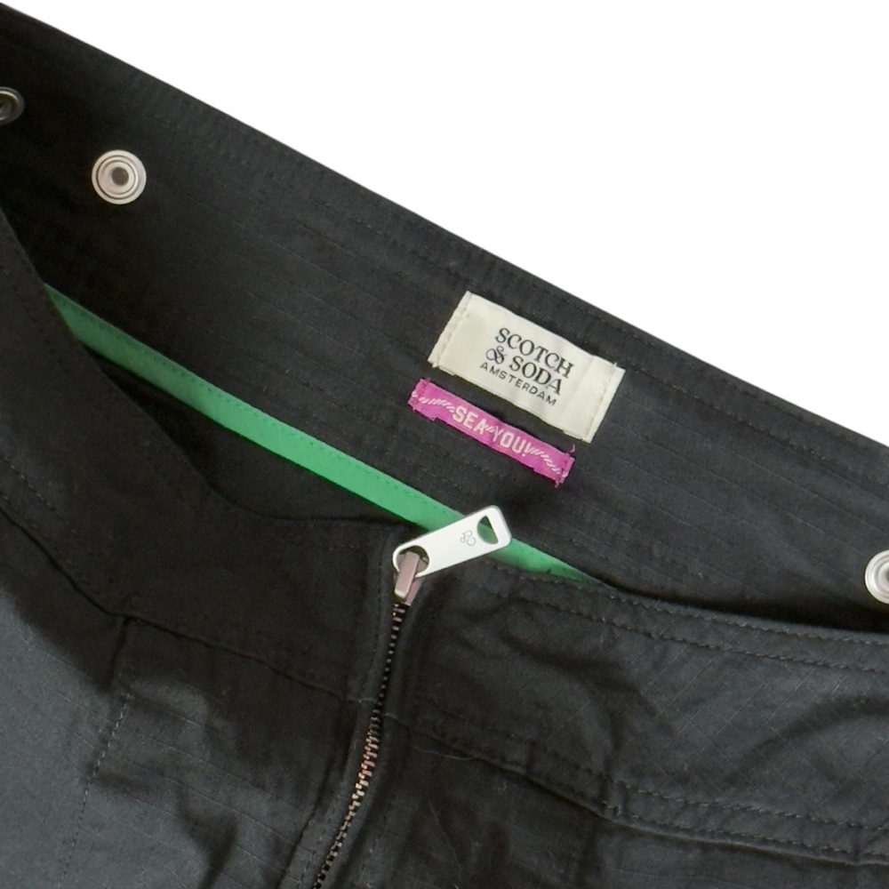 Scotch & Soda Sea You Black Cotton Zipper Detail Cargo Pants Size 30 - Picture 6 of 7
